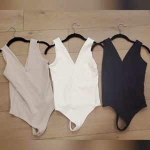Bundle of 3 Seamless V Neck Bodysuits